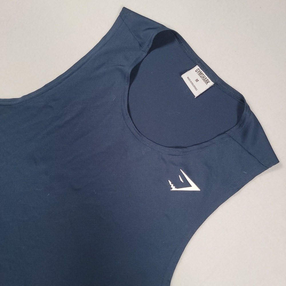 Gymshark Arrival Tank Top Men M Navy Blue Solid Slim Fit Polyester Activewear